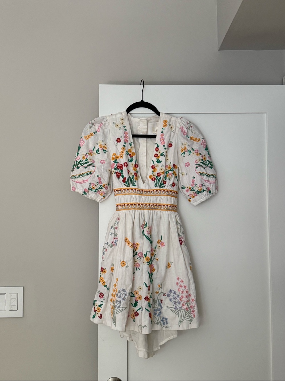 Anthropologie Floral Embroidered Mini Dress